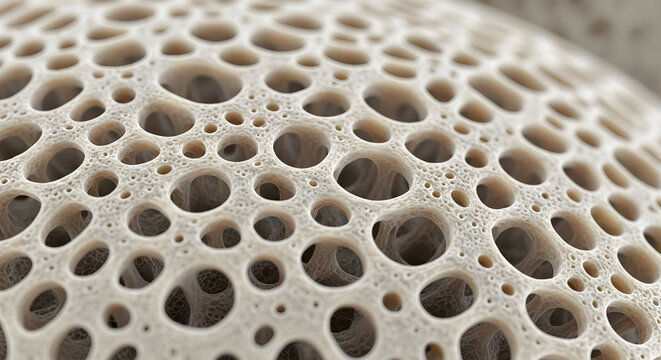 Macro View of Porous Bone Structure or Abstract Organic Material Background