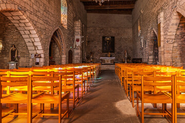 Interior of the Church of St. Catherine in the medieval village of Penne, in the Tarn region of Occitanie, France