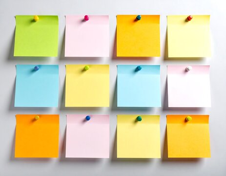 Colorful sticky notes on a white board