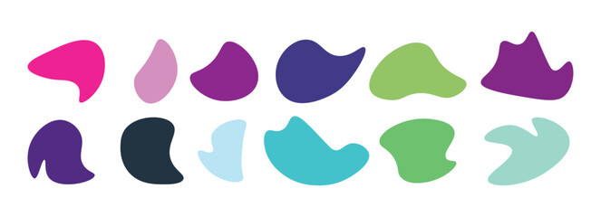 Colorful Abstract Fluid Organic Shapes Vector Set - Modern Blob Elements for Graphic Design, Backgrounds, and UI/UX