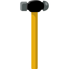 A Black Sledgehammer With a Yellow Handle and Gray Metal Head Isolated on a White Background