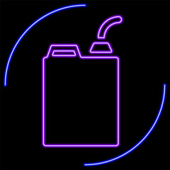canister neon sign, modern glowing banner design, colorful modern design trend on black background. Vector illustration.