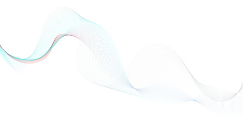 Abstract generative artwork featuring flowing ribbon-like waves in red, gray, and blue tones. The forms ripple and cascade diagonally across a pastel gradient background of soft pink and light blue