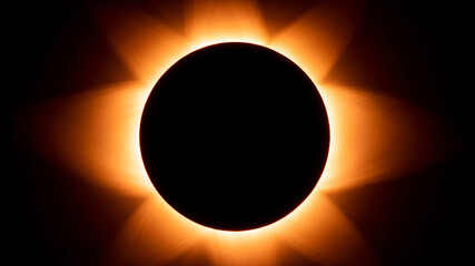 Spectacular solar eclipse corona with fiery rays