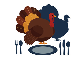 Thanksgiving Feast Turkey and Table Setting