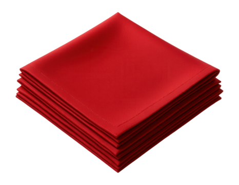 Solid red square polyester napkins for festive family gatherings.