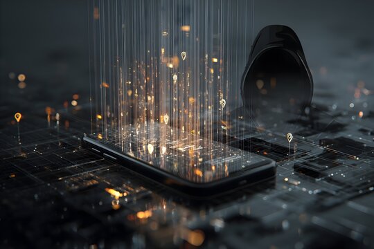 Conceptual image depicting personal data leakage and invasive surveillance, illustrating identity exposure and cybersecurity risk.