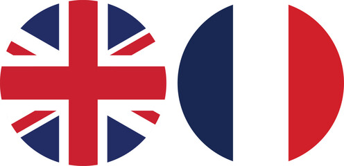 United Kingdom and France Circular National Flags , Symbol of Alliance, Diplomacy, and European Partnership