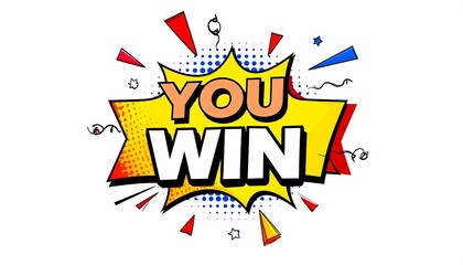 Comic book style "You Win" announcement