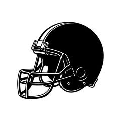 Fototapeta premium A black and white illustration of an american football helmet with a face mask on a white background