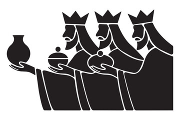 Three kings epiphany day offering gifts nativity scene christian religious symbolism