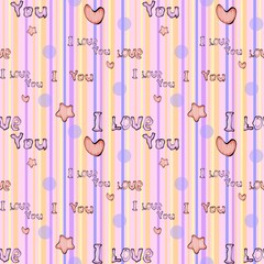 Sweet Pastel I Love You Repeating Pattern