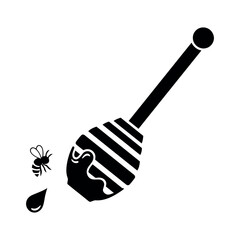 Silhouette icon of a honey dipper isolated on white background