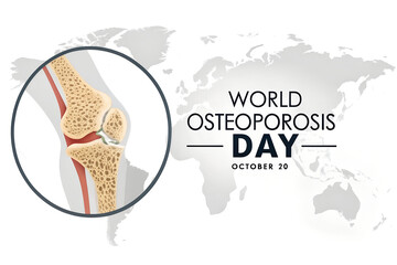 Highlight World Osteoporosis Day with a global visual of porous bone structure. A clinical design promoting awareness of fracture risk and bone health on October 20. generative ai