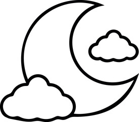 A minimalist dramatic moon and clouds outline icon