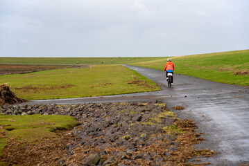 Radfahrer im Wattenmeer
