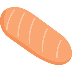 A long orange oval shaped object with subtle vertical lines indicating segmentation and a smooth surface against a white background