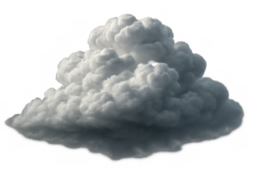 Dark cumulus cloud developing against a transparent background, stormy weather bringing rain, meteorology element