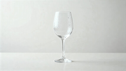 Fototapeta premium Empty wine glass on a white surface against a neutral background