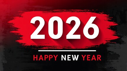 Bold White 2026 on Red Brushstroke with Dramatic Background