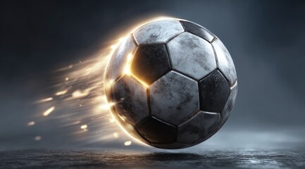 Fototapeta premium Glowing soccer ball in motion