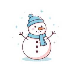 Cartoon snowman illustration festive winter holiday design element