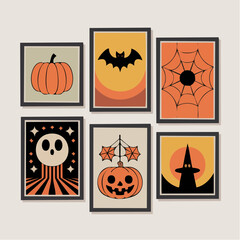 Retro Halloween Wall Art Gallery Vector