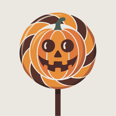 Retro Pumpkin Lollipop Halloween Vector