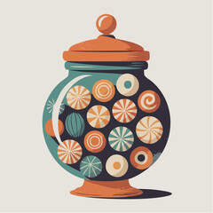 Retro Halloween Candy Jar Vector