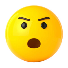 Fototapeta premium 3D rendered yellow, round face displays anger and surprise against a black background