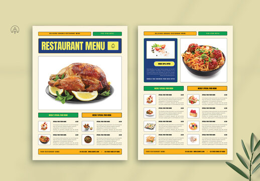 Restaurant Menu Flyer Layout