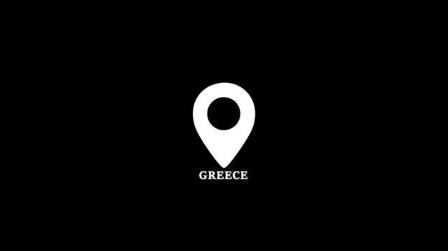 Greece location pin icon on world map &mdash; white and black pin showing Dhaka position, travel destination concept with green background.