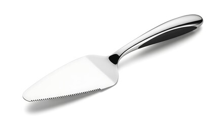 Fototapeta premium Photorealistic cake server isolated on white — stainless steel dessert utensil ideal for bakery branding, food styling, and kitchen product design