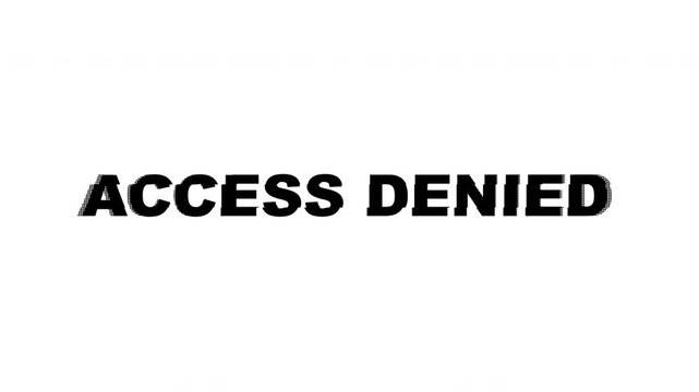 Access denied in black with glitchy effect for cyber security concepts in web design or technology presentations.