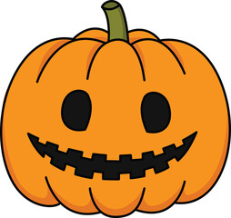 Cute halloween clipart with smiling pumpkin face and friendly carved eyes creating playful spooky mood
