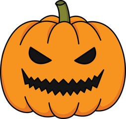 Cute halloween clipart pumpkin angry face spooky grin autumn decoration smiling jack o lantern