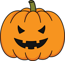 Cute halloween clipart pumpkin with carved grin and spooky expression perfect for seasonal party design and decoration