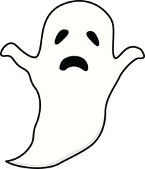 Cute halloween clipart sad ghost floating with open arms and soft expression spooky playful design