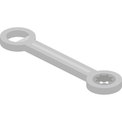 A Light Grey Double Ended Wrench Tool Is Presented On A Transparent White Background In An Isometric View For Mechanical Repairs And Construction