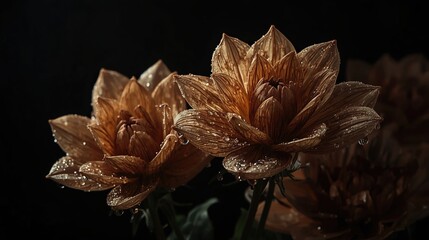 Texture Flower on Black Background forTemplate, Macro View of Flowers, using generative ai