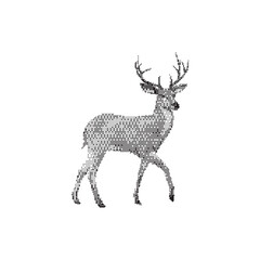 Halftone Deer Silhouette Walking
