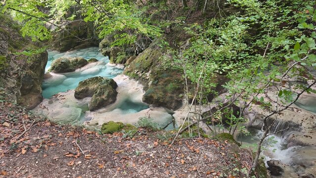 The urederra river in navarra, spain