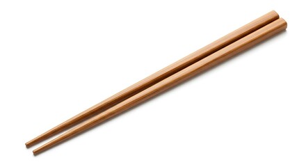 A photorealistic wooden chopsticks pair, isolated on white background, editable