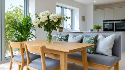 Fototapeta premium Dining nook area in modern open plan kitchen