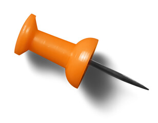 Isolated Orange Pushpin