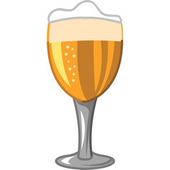 A pixel art illustration of a tall glass filled with golden beer topped with frothy white foam against a pure white background