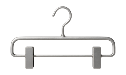 Galvanized metal hangers for pants, perfect for a minimalist industrial decor.