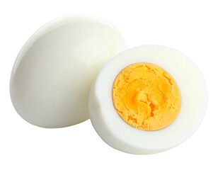 Whole Hard Boiled Egg with Shell Isolated on White Background, healthy protein source