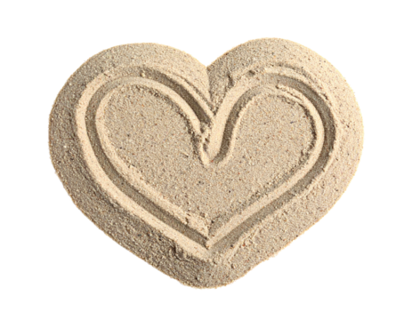 Stylized Heart Shape Made of Sand Isolated on White, Valentine's Day or affection theme