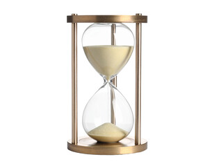 Hourglass with Falling Sand Isolated on White Background, time passing and measurement